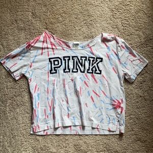 PINK red white and blue crop top